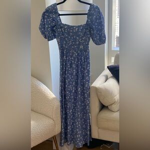 Reformation Floral Blue Maxi Dress